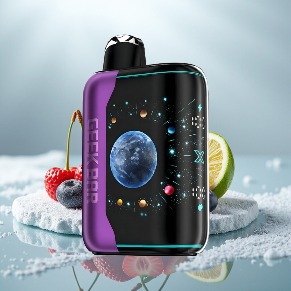 GEEK BAR Platinum Edition 25000 Sabores Berry Cereja Lima Acabamento em Aço Platina GEEK BAR Platinum Edition 25000 Sabores Berry Cereja Lima Acabamento em Aço Platina