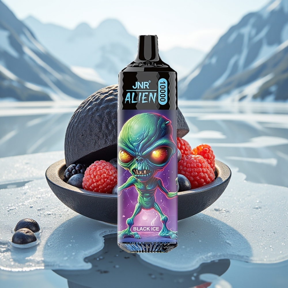JNR Alien 10000 Puffs Gelo Preto Tipo-C Carga Rápida LED RGB