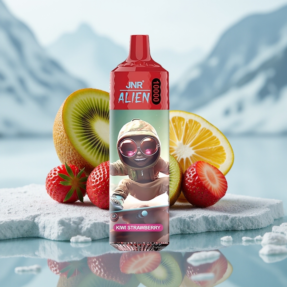 JNR Alien 10000 Puffs Kiwi Morango Capacidade Bateria 850mAh Design Esportivo