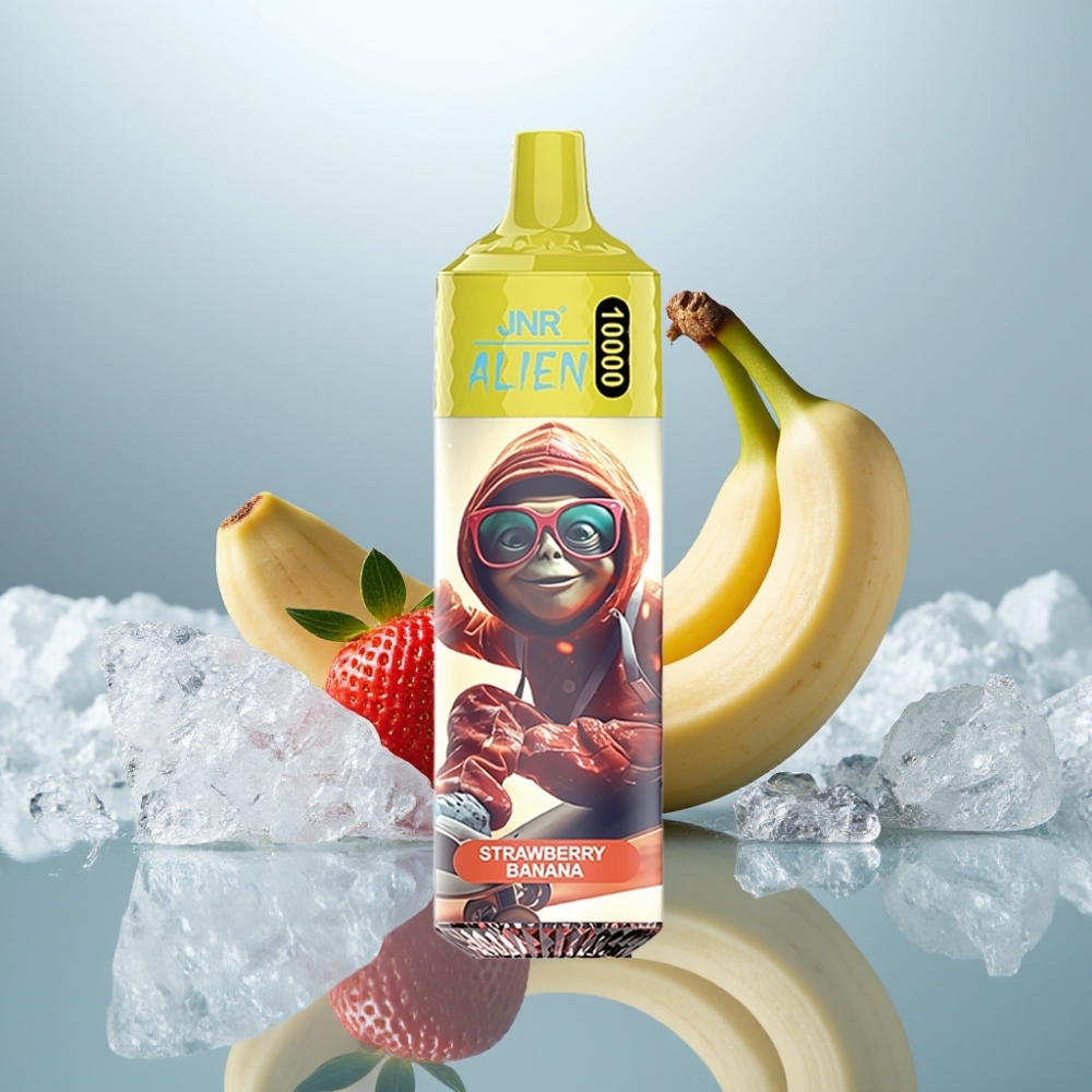 JNR Alien 10000 Puffs Morango Banana Tipo-C Carga Rápida RGB