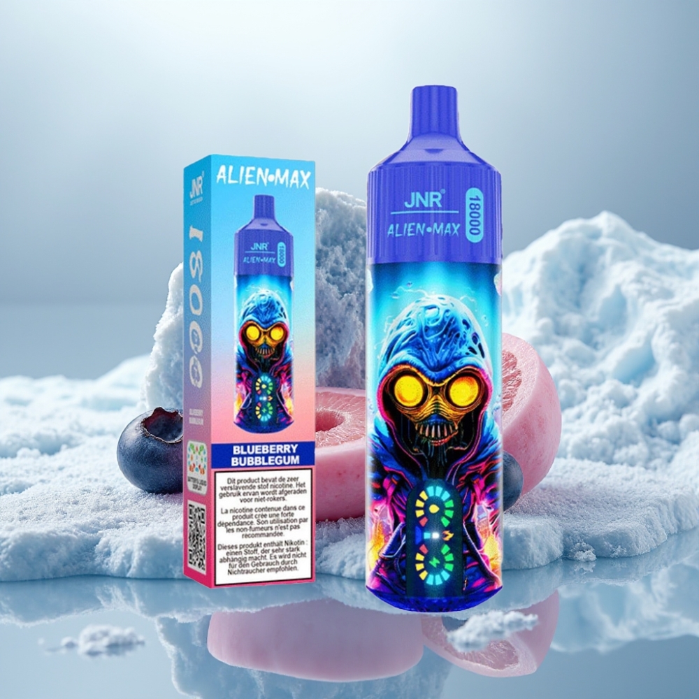 JNR Alien Max 18000 Puffs Chiclete de Mirtilo LED Inteligente Dual Mesh