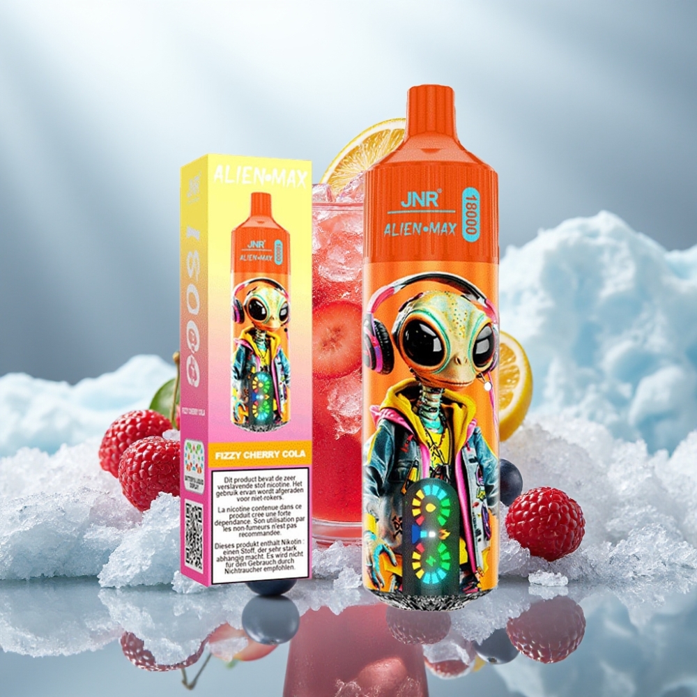 JNR Alien Max 18000 Puffs Disposable Vape Cereja Cola Fizzy Display LED Inteligente