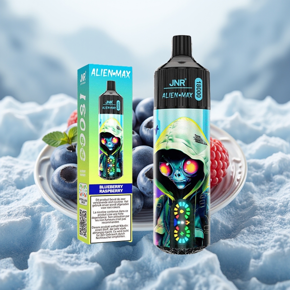 JNR Alien Max 18000 Puffs Disposable Vape Mirtilo Framboesa Smart LED Display