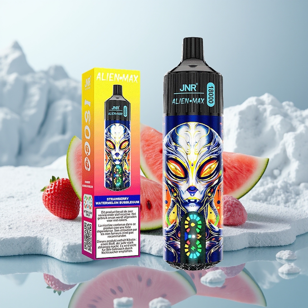 JNR Alien Max 18000 Puffs Disposable Vape Morango Melancia Chiclete LED Inteligente Dual Mesh
