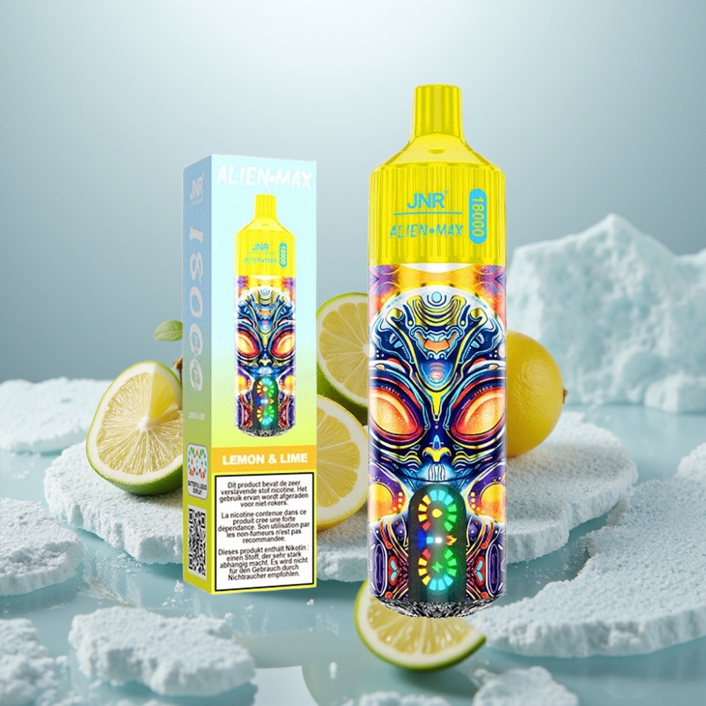 JNR Alien Max 18000 Puffs Limão & Lima Display Inteligente Dual Mesh
