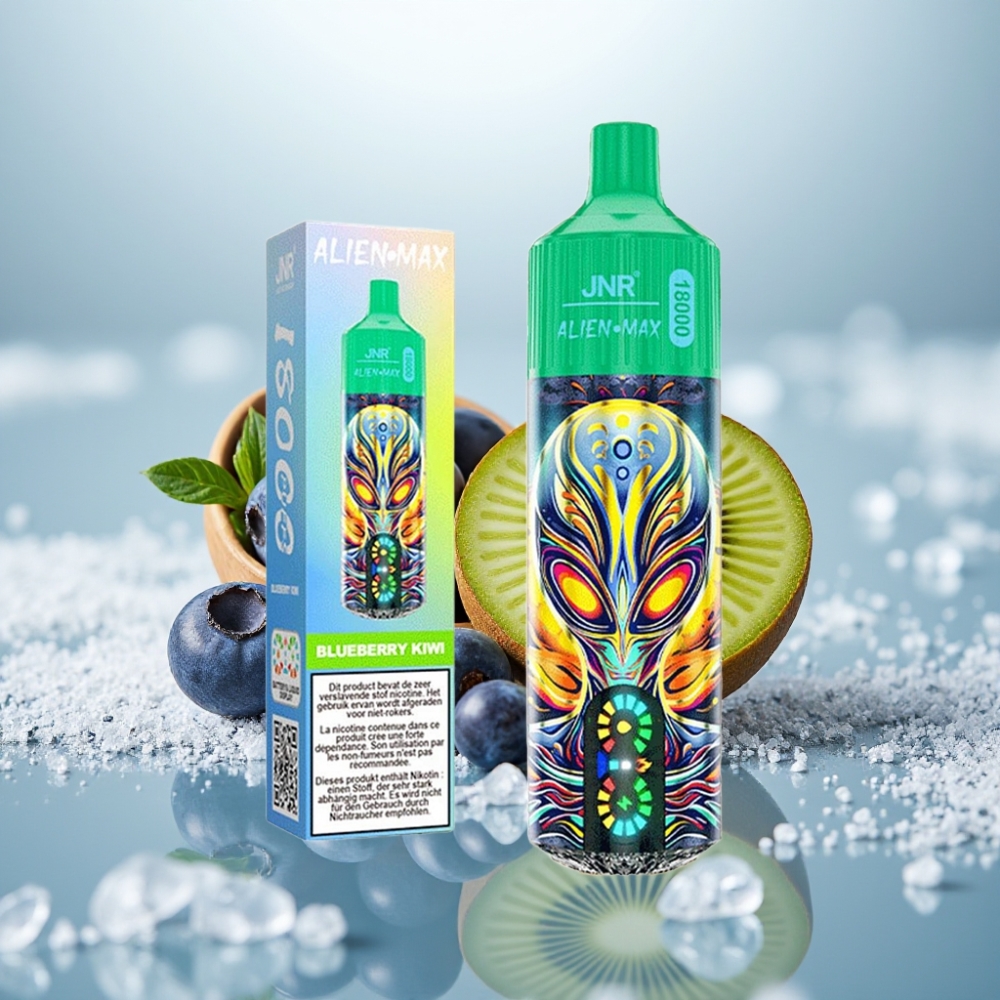 JNR Alien Max 18000 Puffs Mirtilo Kiwi Tela LED Dual Mesh