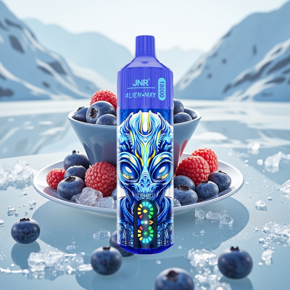 JNR Alien Max 18000 Puffs Mirtilo No Gelo Display Inteligente Dual Mesh