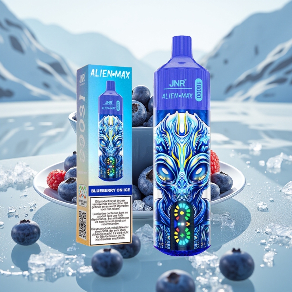 JNR Alien Max 18000 Puffs Mirtilo No Gelo Display Inteligente Dual Mesh