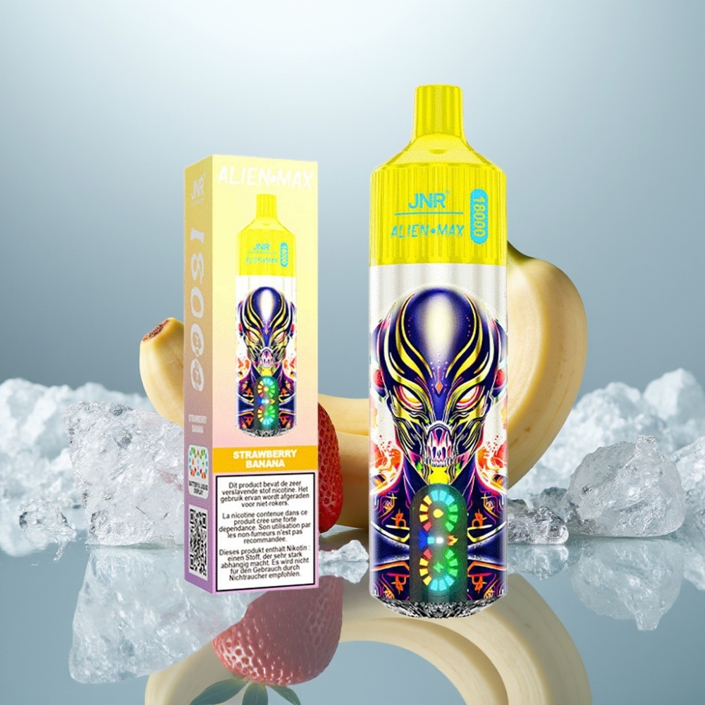 JNR Alien Max 18000 Puffs Morango Banana Tipo-C Carga Rápida