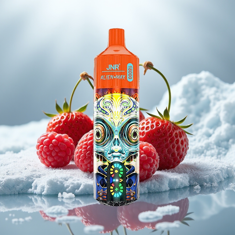 JNR Alien Max 18000 Puffs Morango Framboesa Cereja Display LED Bateria 850mAh
