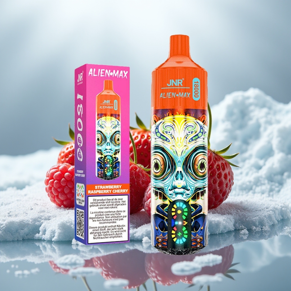 JNR Alien Max 18000 Puffs Morango Framboesa Cereja Display LED Bateria 850mAh