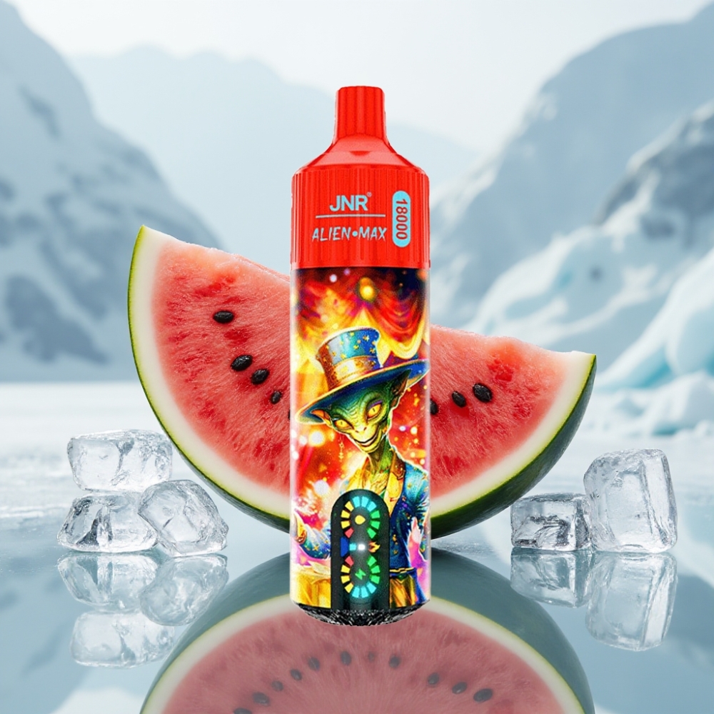 JNR Alien Max 18000 Puffs Sabor Melancia Gelada com LED Inteligente e Carga Rápida Type-C