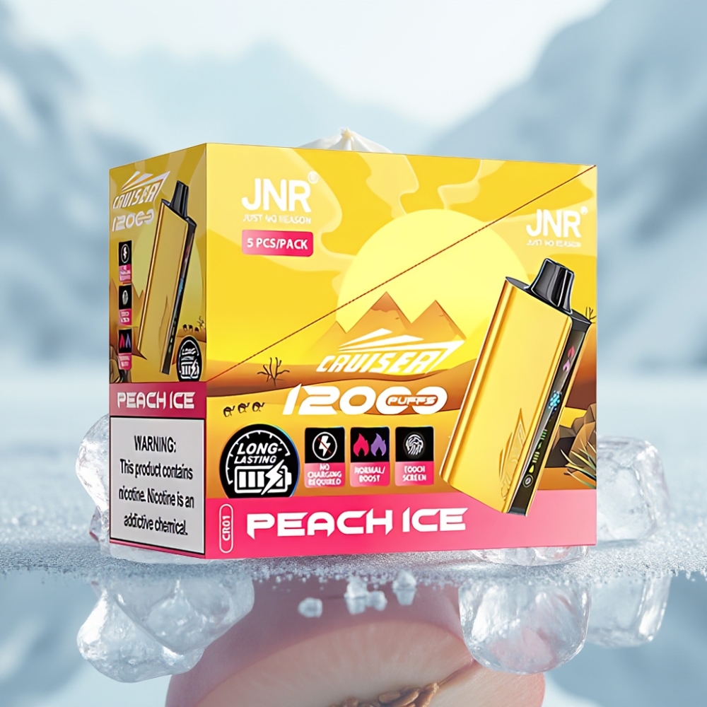 JNR Cruiser 12000 Puffs Gelo de Pêssego Vape Descartável Sem Recarga 3500 mAh