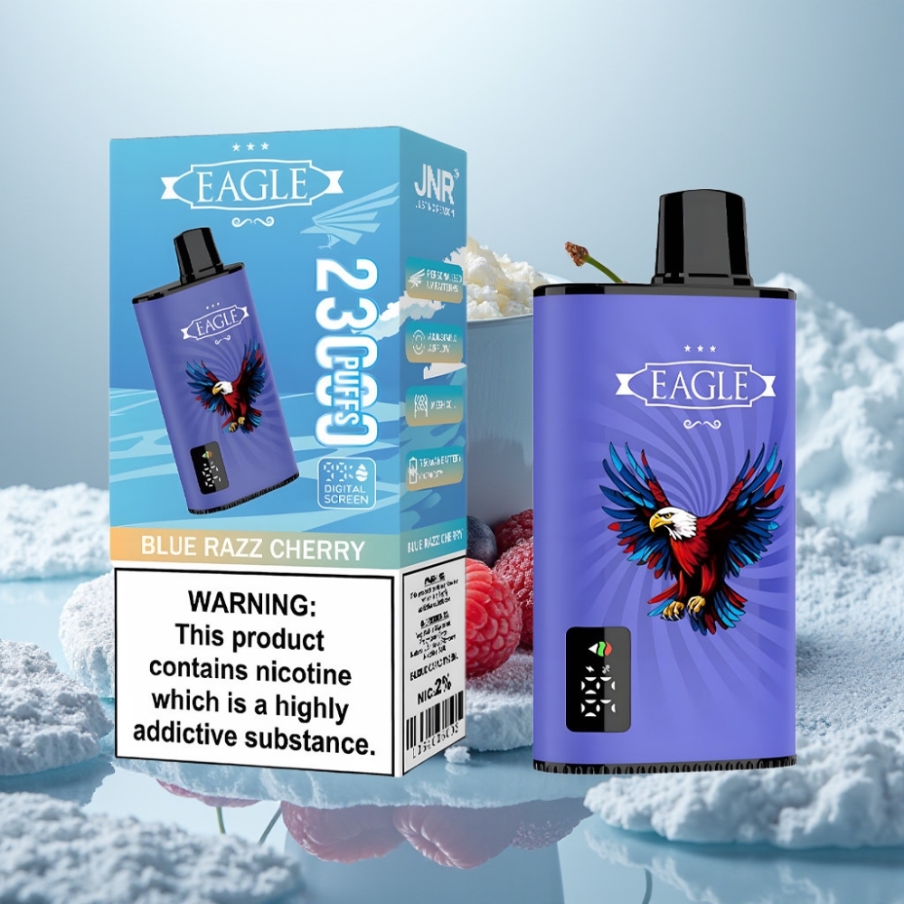 JNR EAGLE Smart 23000 Puffs Disposable Vape Blue Razz Cereja Tela Digital 25ml