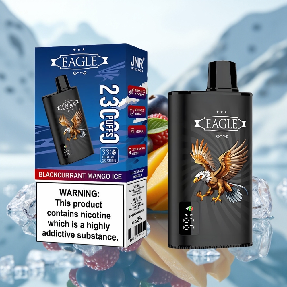 JNR EAGLE Smart 23000 Puffs Disposable Vape Groselha Manga Gelo Tela Digital 750mAh