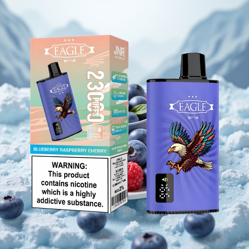 JNR EAGLE Smart 23000 Puffs Disposable Vape Mirtilo Framboesa Cereja Tela Digital 750mAh