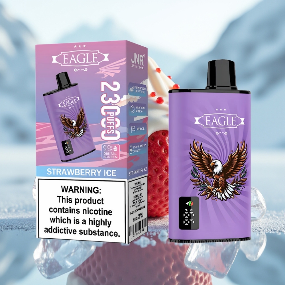 JNR EAGLE Smart 23000 Puffs Disposable Vape Morango Gelo Tela Digital 750mAh