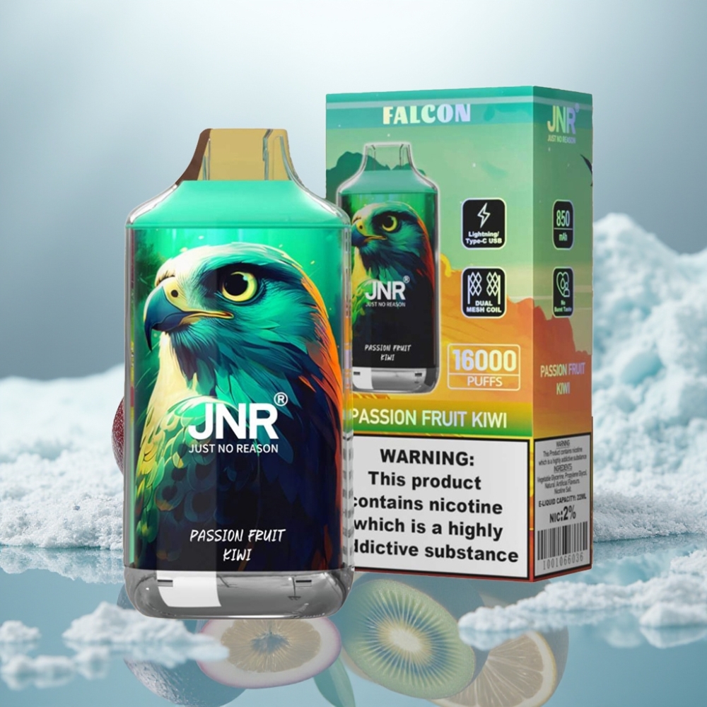 JNR Falcon 16000 Puffs Disposable Vape Maracujá Kiwi 22ml Dual Mesh