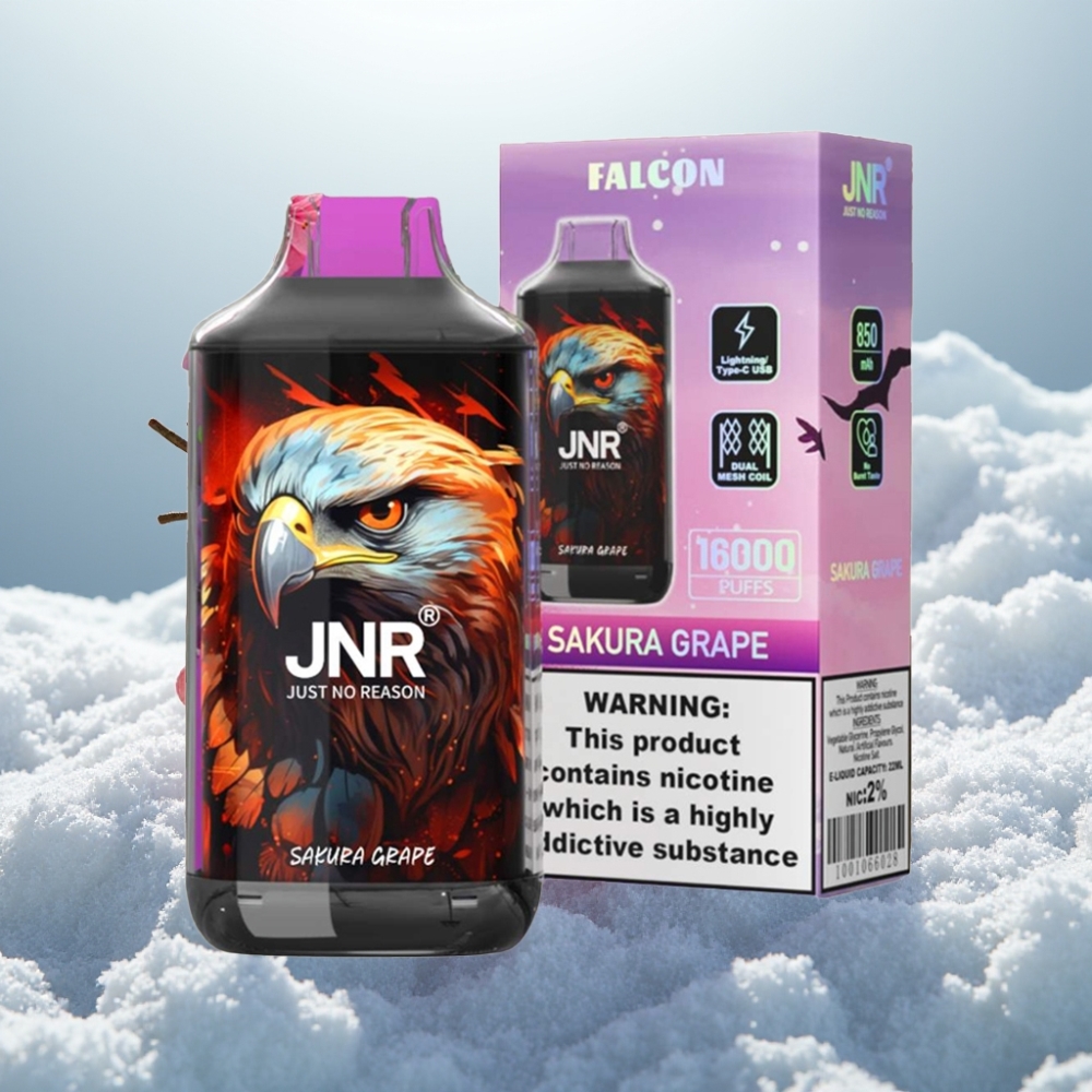 JNR Falcon 16000 Puffs Disposable Vape Uva Sakura Capacidade 22ml