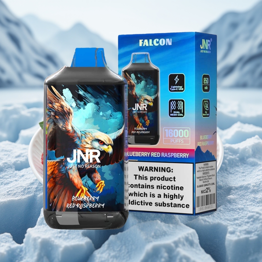 JNR Falcon 16000 Puffs Mirtilo Framboesa Vermelha 850mAh 22ml Dual Mesh
