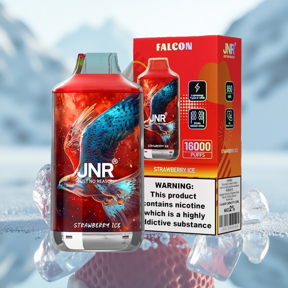 JNR Falcon 16000 Puffs Morango Gelo Capacidade da Bateria: 850 mAh