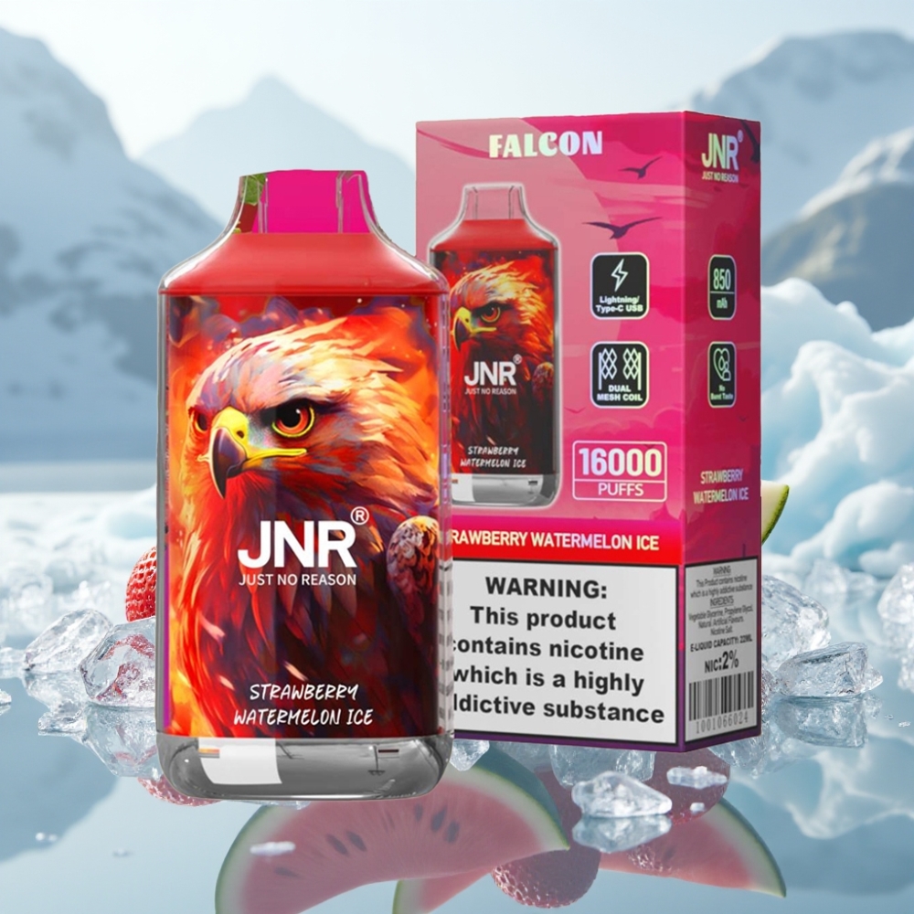 JNR Falcon 16000 Puffs Morango Melancia Gelada Tipo C LED