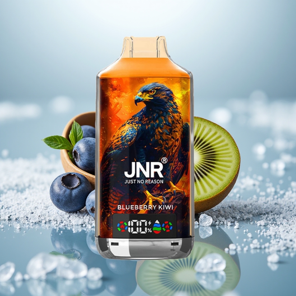 JNR Falcon X 18000 Puffs Disposable Vape Mirtilo Kiwi Capacidade 24ml Dual Mesh Coil