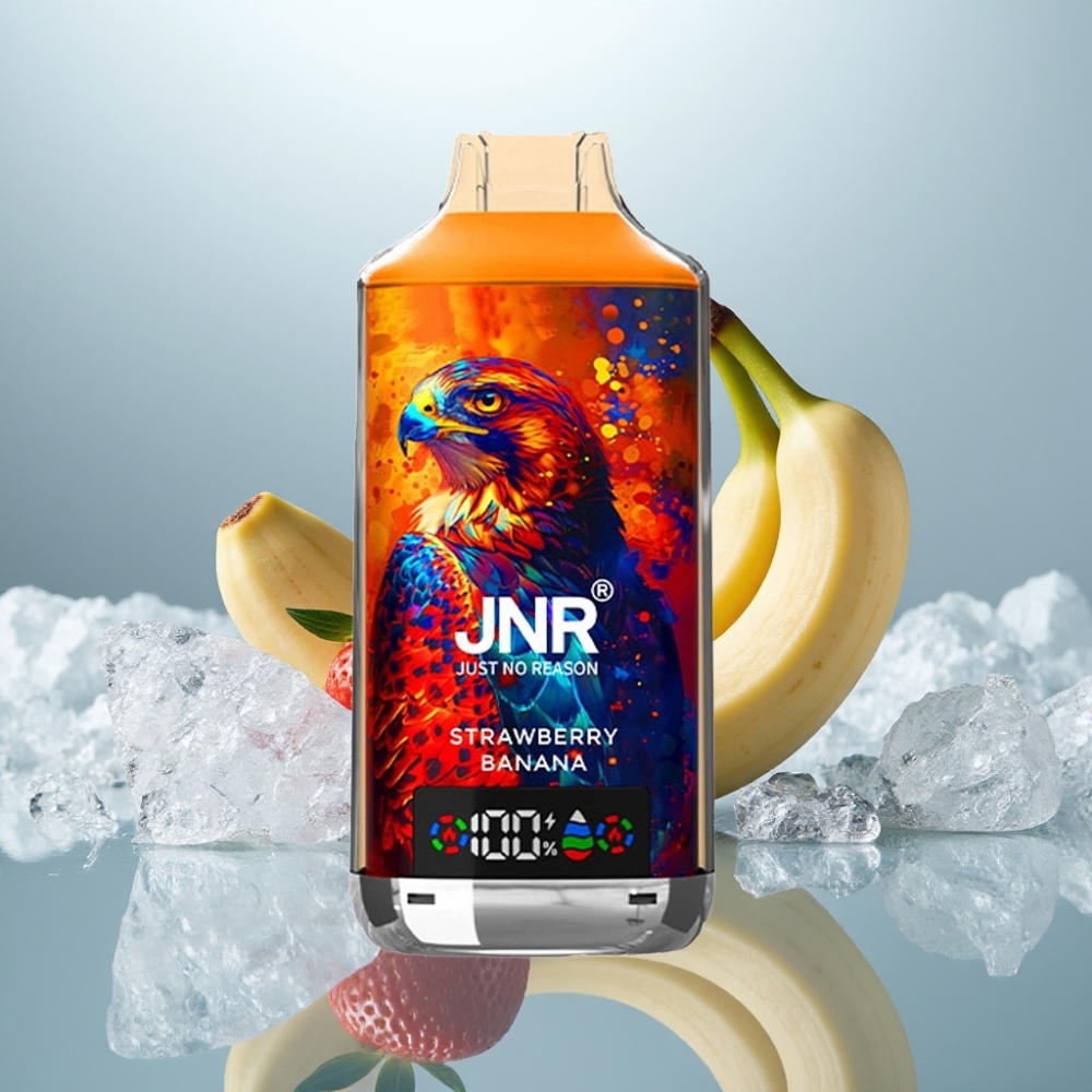 JNR Falcon X 18000 Puffs Morango Banana Dual Mesh Coil Digital Display