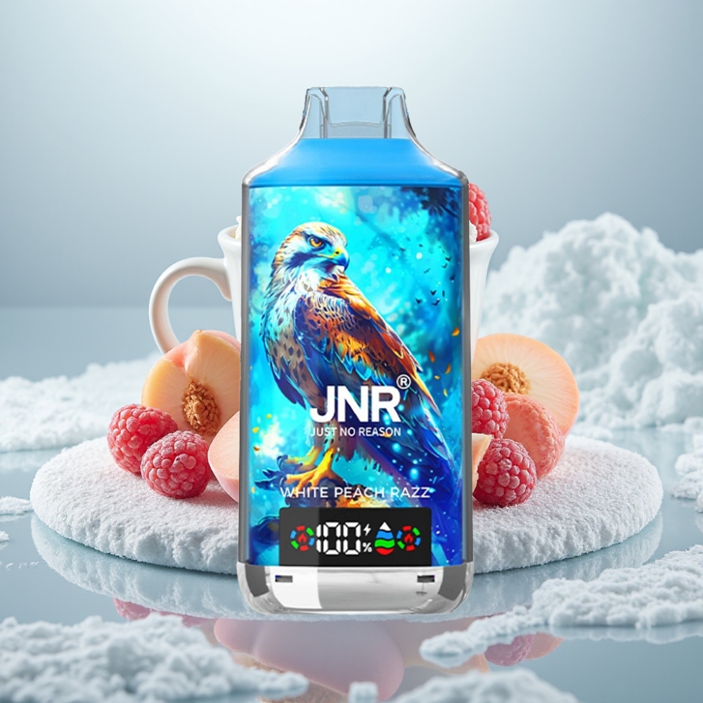 JNR Falcon X 18000 Puffs Pêssego Branco Razz Bateria 750mAh Carga Rápida Type-C