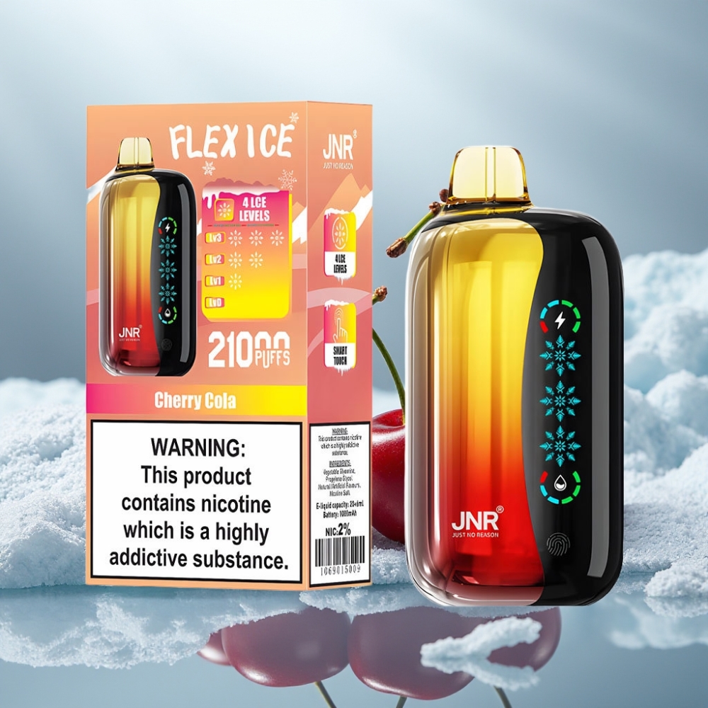 JNR Flex Ice 21000 Puffs Disposable Vape Cereja Cola Gelo Ajustável