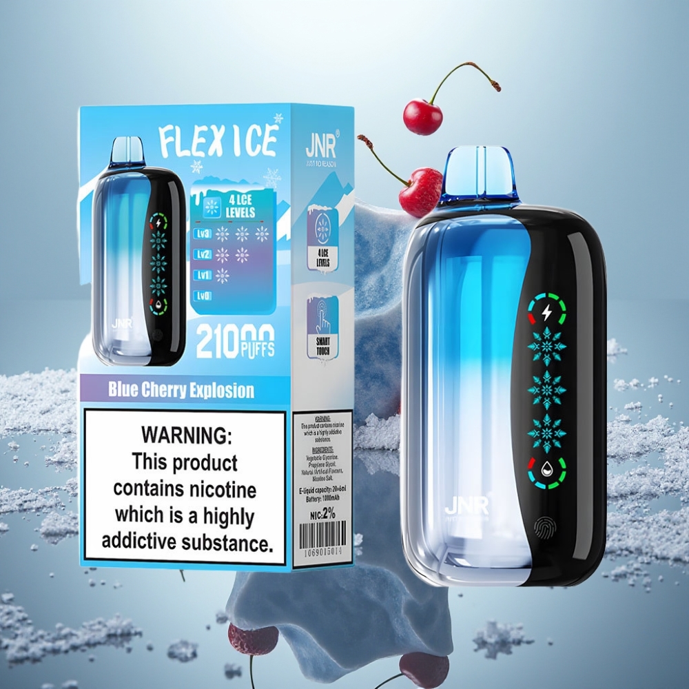 JNR Flex Ice 21000 Puffs Disposable Vape Explosão Cereja Azul Ice Adjustable