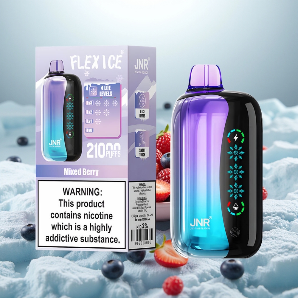 JNR Flex Ice 21000 Puffs Disposable Vape Frutas Silvestres Misturadas Ice Ajustável
