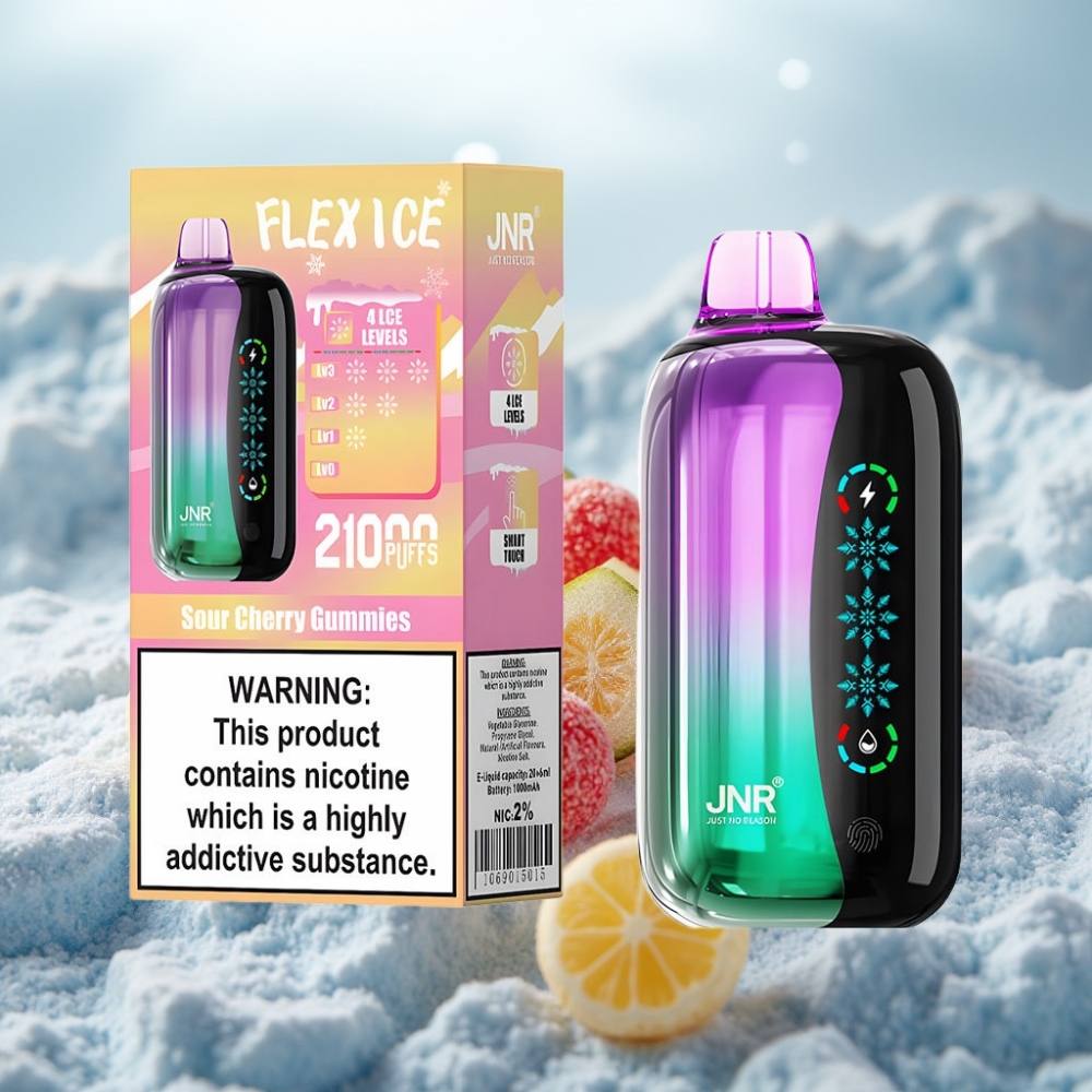 JNR Flex Ice 21000 Puffs Disposable Vape Gomas de Cereja Azeda Ice Ajustável