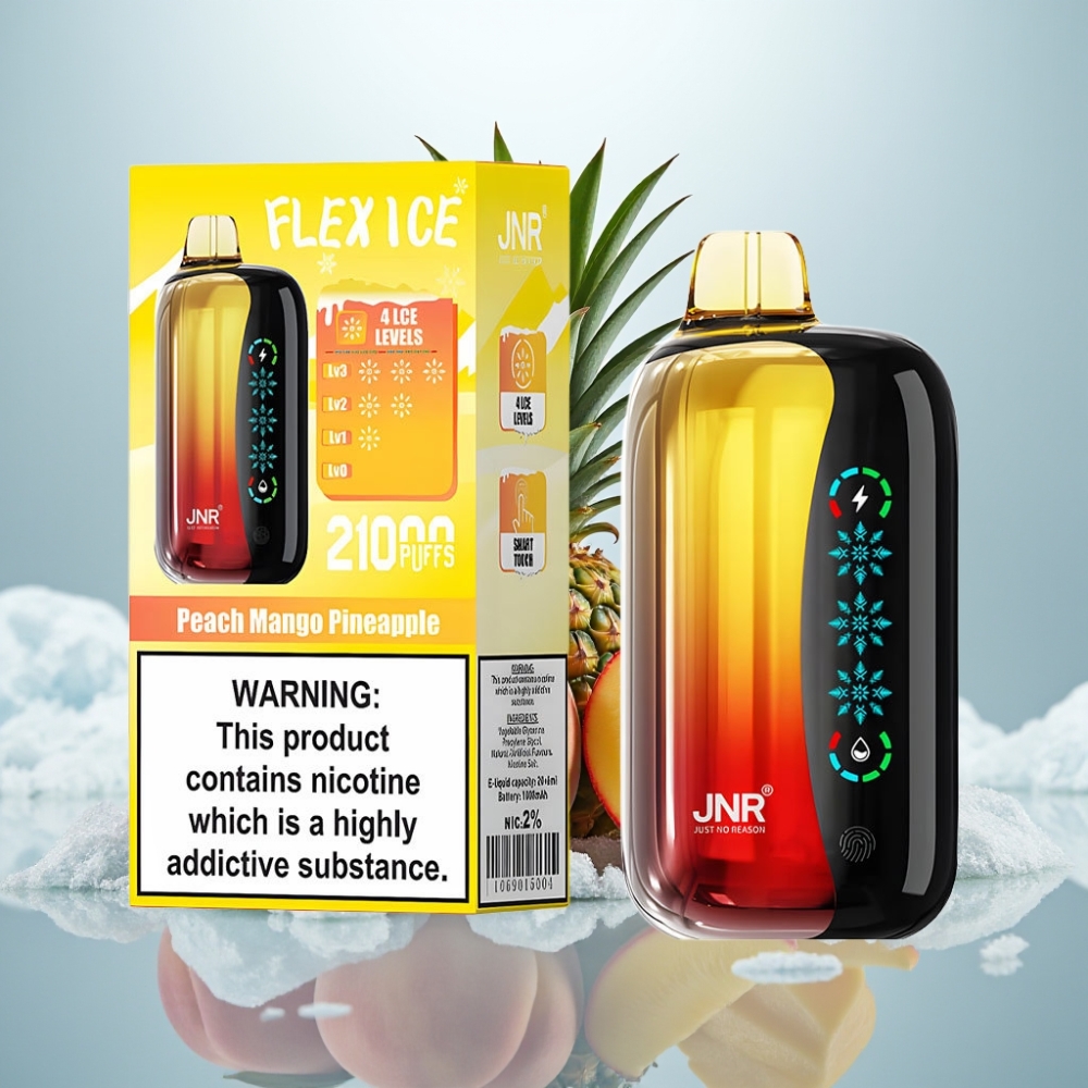 JNR Flex Ice 21000 Puffs Disposable Vape Pêssego Manga Abacaxi Gelo Ajustável Toque Tela