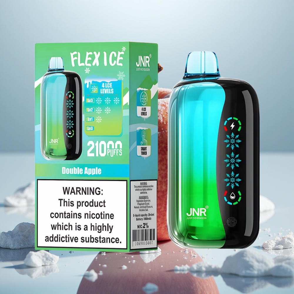JNR Flex Ice 21000 Puffs Maçã Dupla Vape Descartável Gelo Ajustável 26ml
