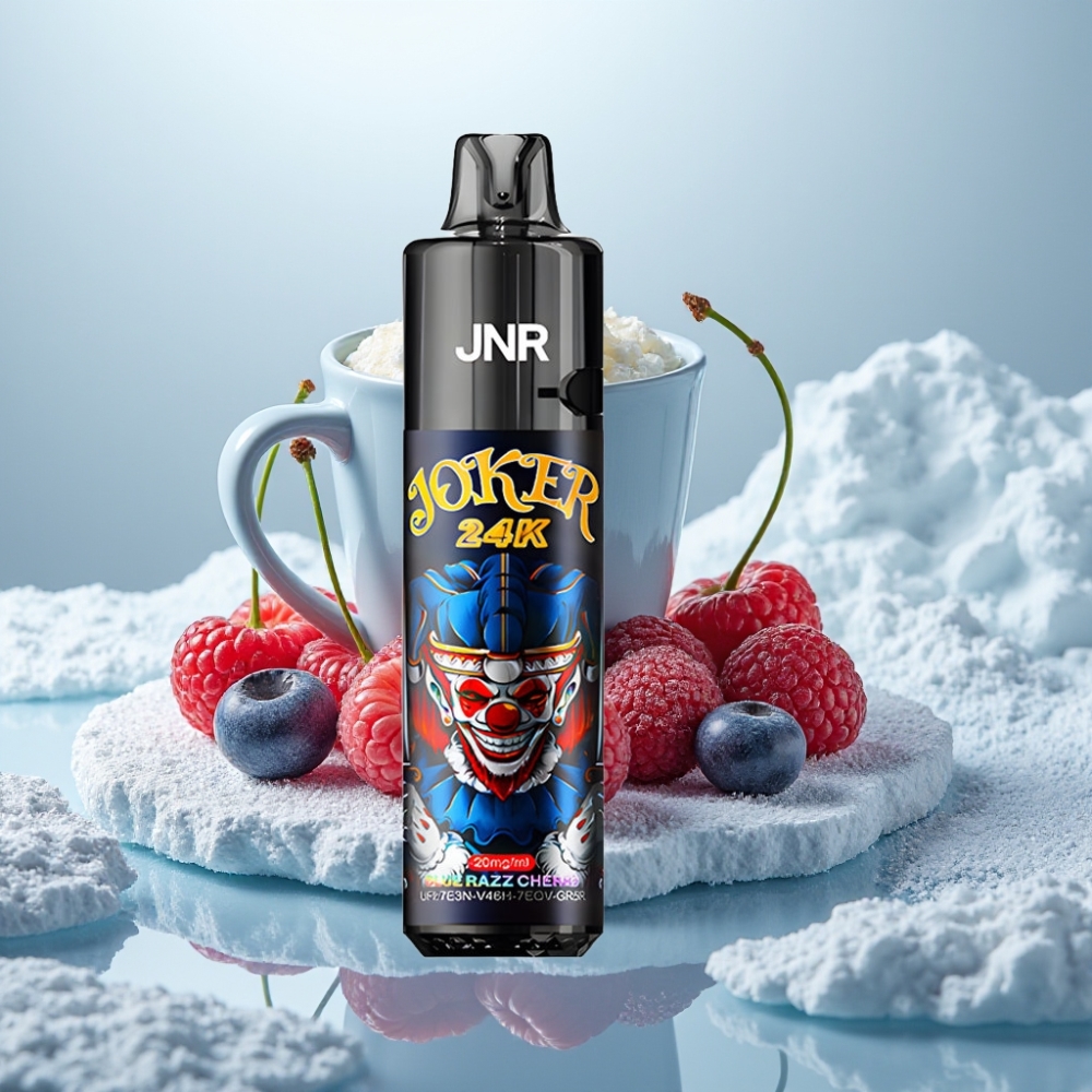 JNR Joker 24K Puffs Disposable Vape Blue Razz Cherry com 2+10ml Recarregável e 800mAh