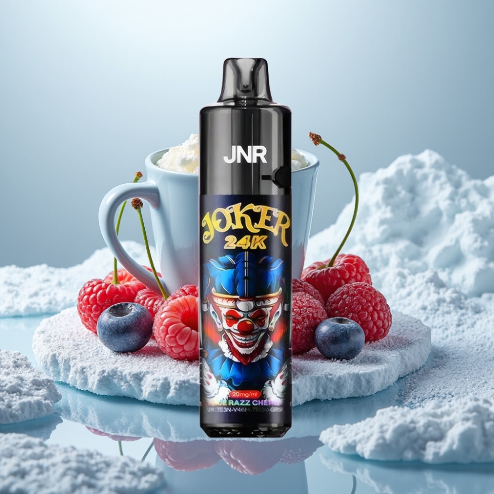 JNR Joker 24K Puffs Disposable Vape Blue Razz Cherry com 2+10ml Recarregável e 800mAh