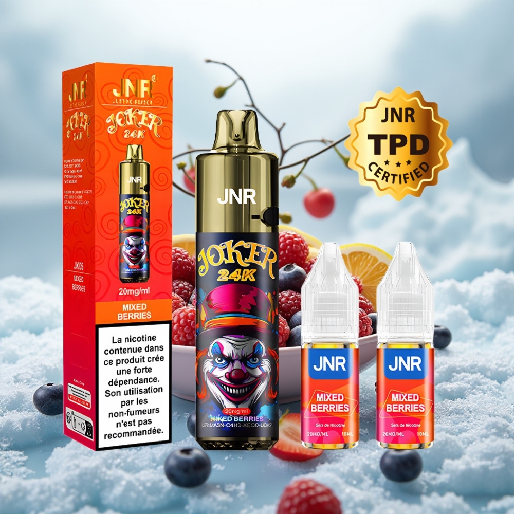 JNR Joker 24K Puffs Disposable Vape Frutas Silvestres Pod Recarregável 2+10ml