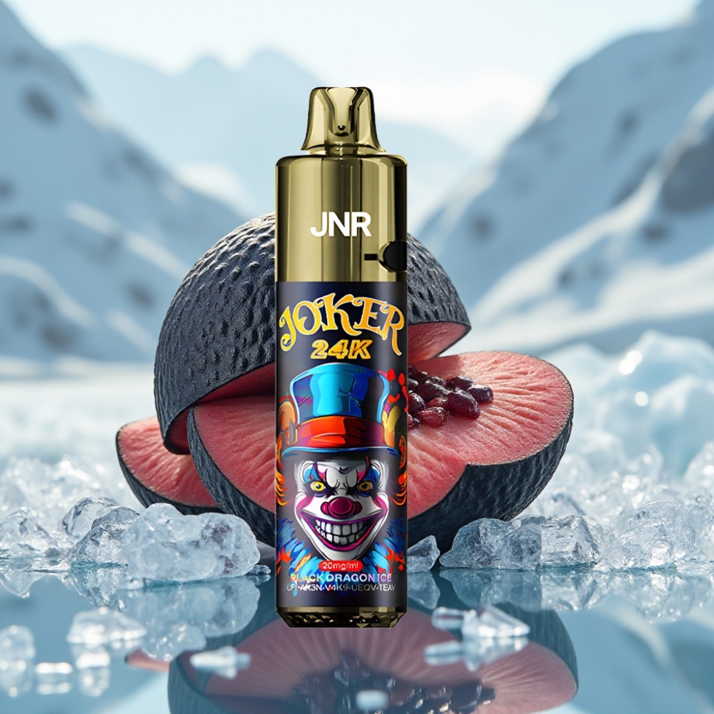 JNR Joker 24K Puffs Disposable Vape Gelo Dragão Negro 2+10ml Recarregável 800mAh JNR Joker 24K Puffs Disposable Vape Gelo Dragão Negro 2+10ml Recarregável 800mAh