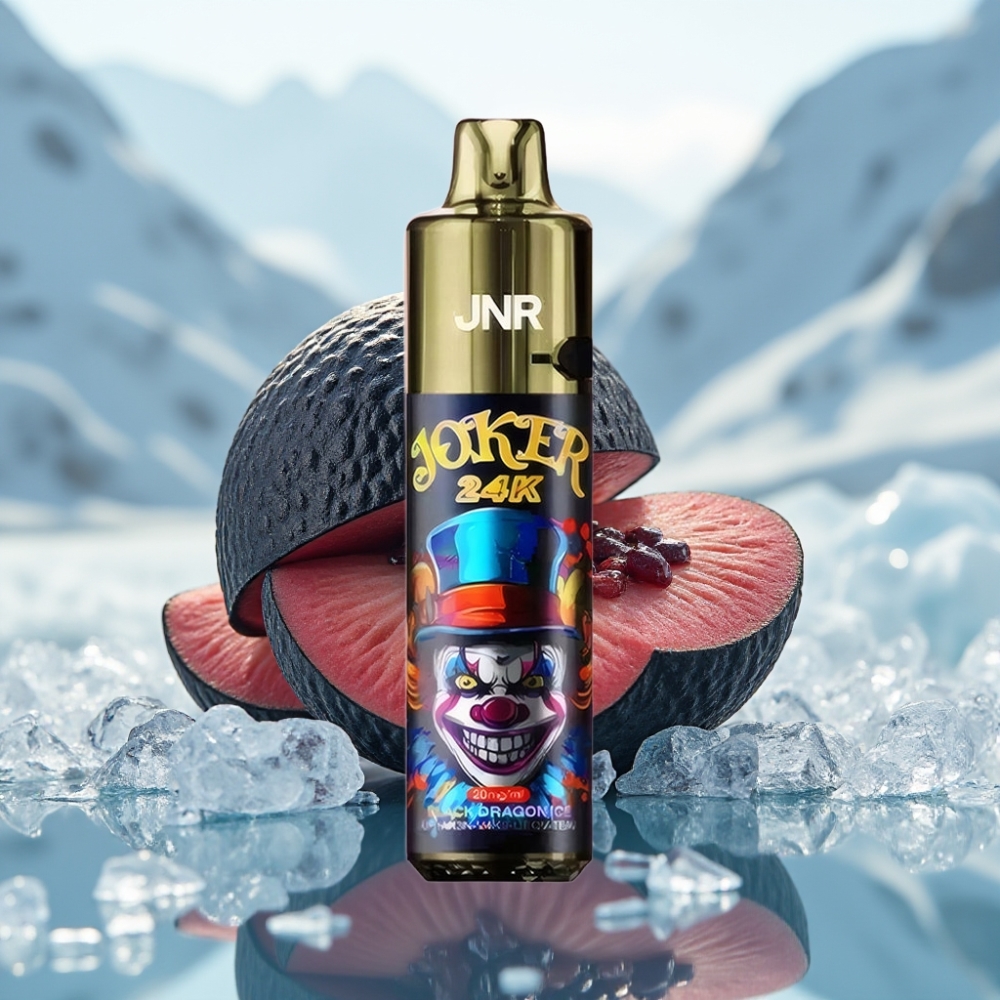 JNR Joker 24K Puffs Disposable Vape Gelo Dragão Negro 2+10ml Recarregável 800mAh