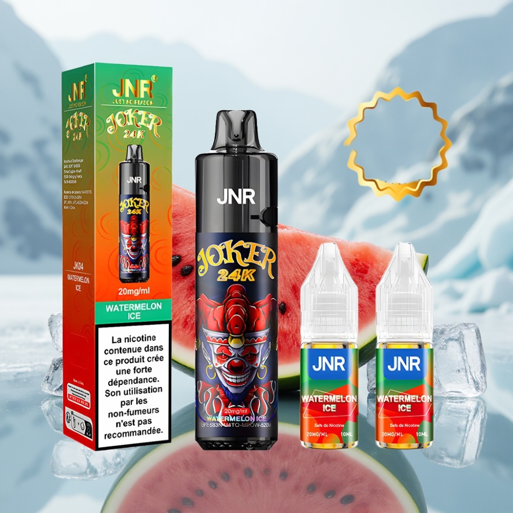 JNR Joker 24K Puffs Disposable Vape Melancia Gelo Recarregável 2+10ml 24000 Puffs