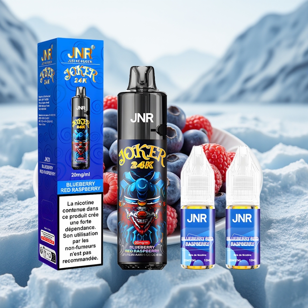 JNR Joker 24K Puffs Disposable Vape Mirtilo Framboesa Vermelha Recarregável