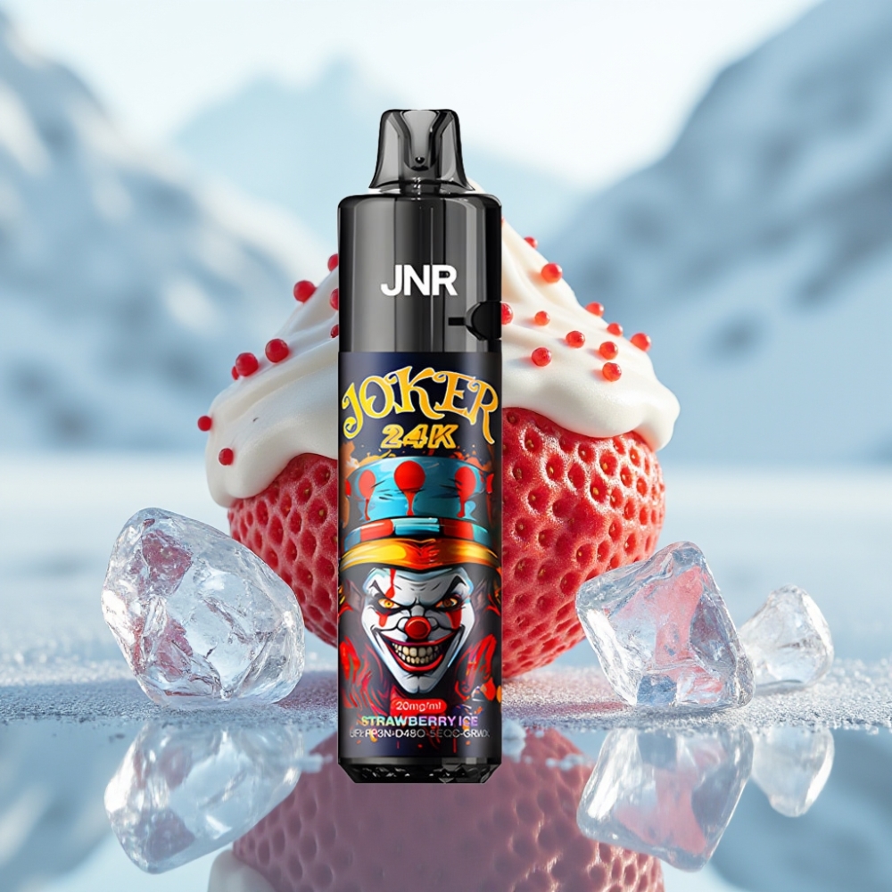 JNR Joker 24K Puffs Disposable Vape Morango Gelo 2+10ml Recarregável 800mAh JNR Joker 24K Puffs Disposable Vape Morango Gelo 2+10ml Recarregável 800mAh