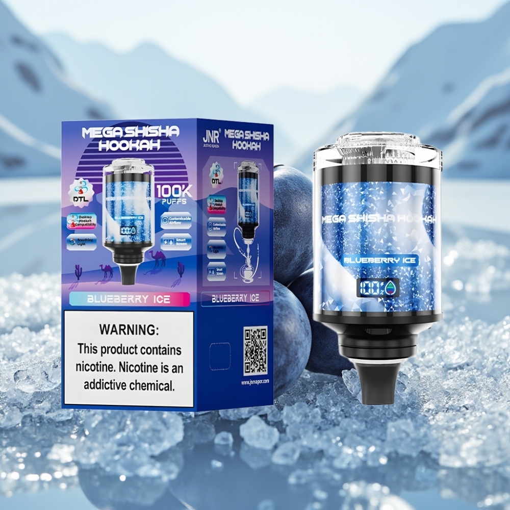 JNR Mega Shisha Hookah 100K Compatível com Desktop Mirtilo Gelo 60ml 2200mAh