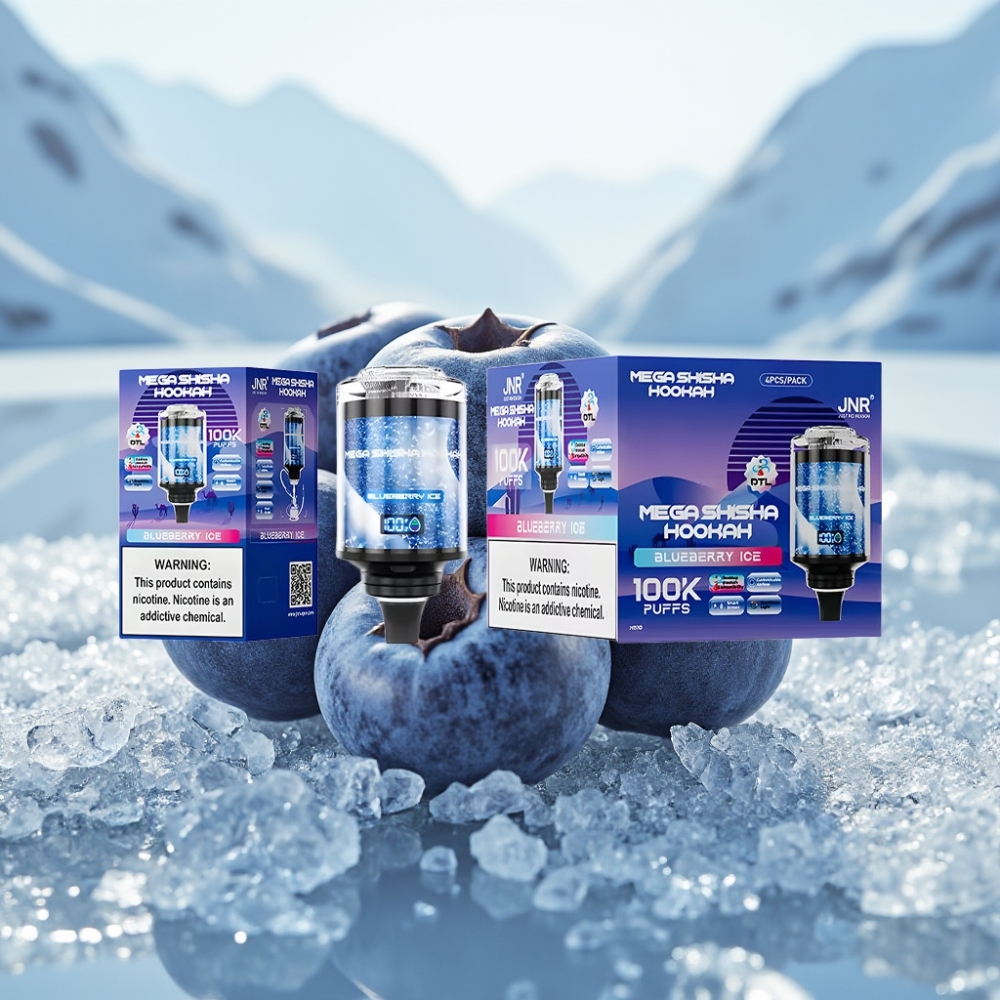 JNR Mega Shisha Hookah 100K Compatível com Desktop Mirtilo Gelo 60ml 2200mAh
