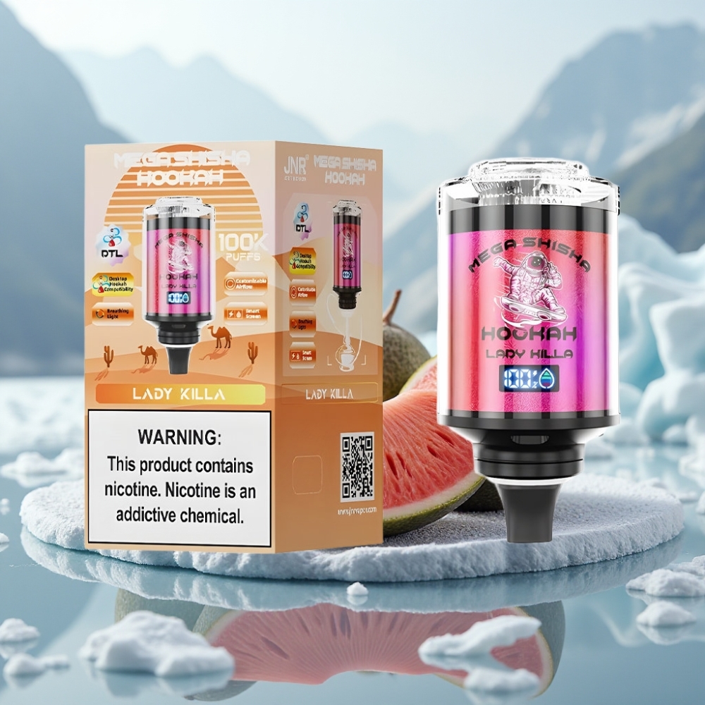 JNR Mega Shisha Hookah 100K Compatibilidade com Desktop Lady Killa Capacidade 60ml