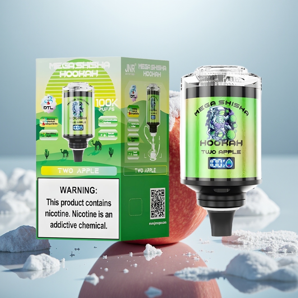 JNR Mega Shisha Hookah 100K Desktop Compatibilidade Dois Sabores de Maçã Tela Inteligente