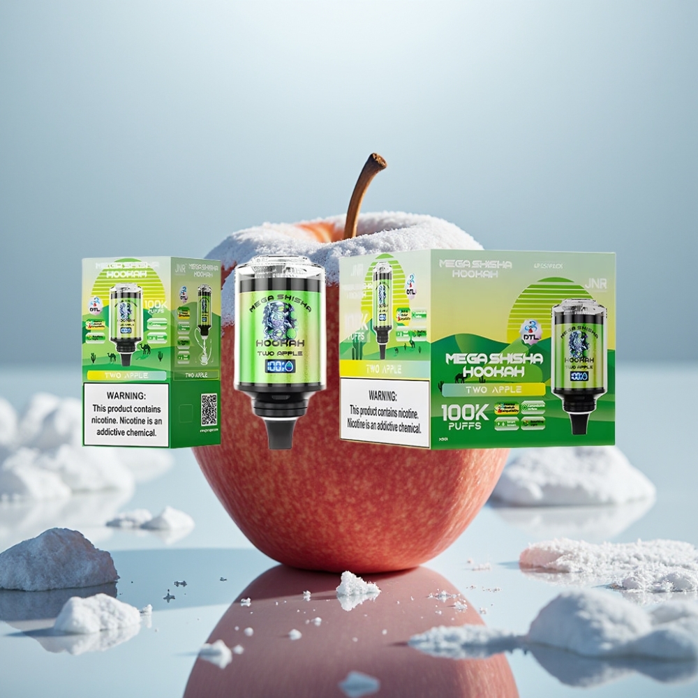 JNR Mega Shisha Hookah 100K Desktop Compatibilidade Dois Sabores de Maçã Tela Inteligente