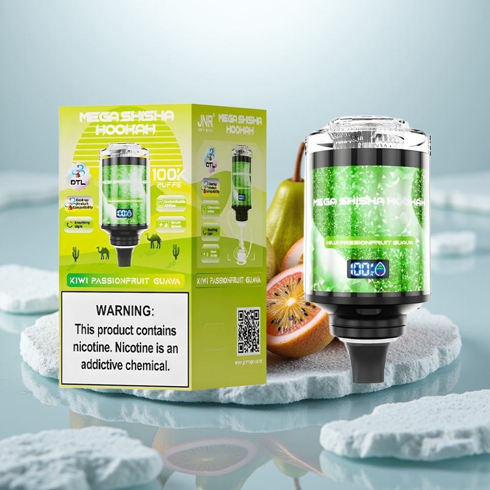JNR Mega Shisha Hookah 100K Kiwi Maracujá Goiaba Compatibilidade Desktop 100000 puffs 60ml