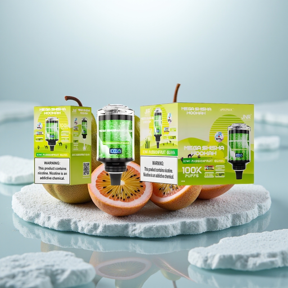 JNR Mega Shisha Hookah 100K Kiwi Maracujá Goiaba Compatibilidade Desktop 100000 puffs 60ml